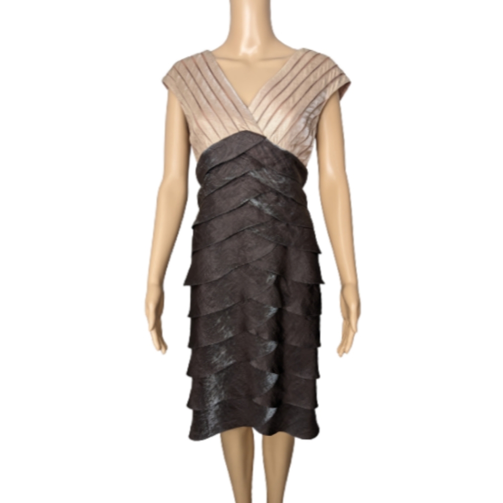 Adrianna Papell Shutter Pleat Satin Dress 4